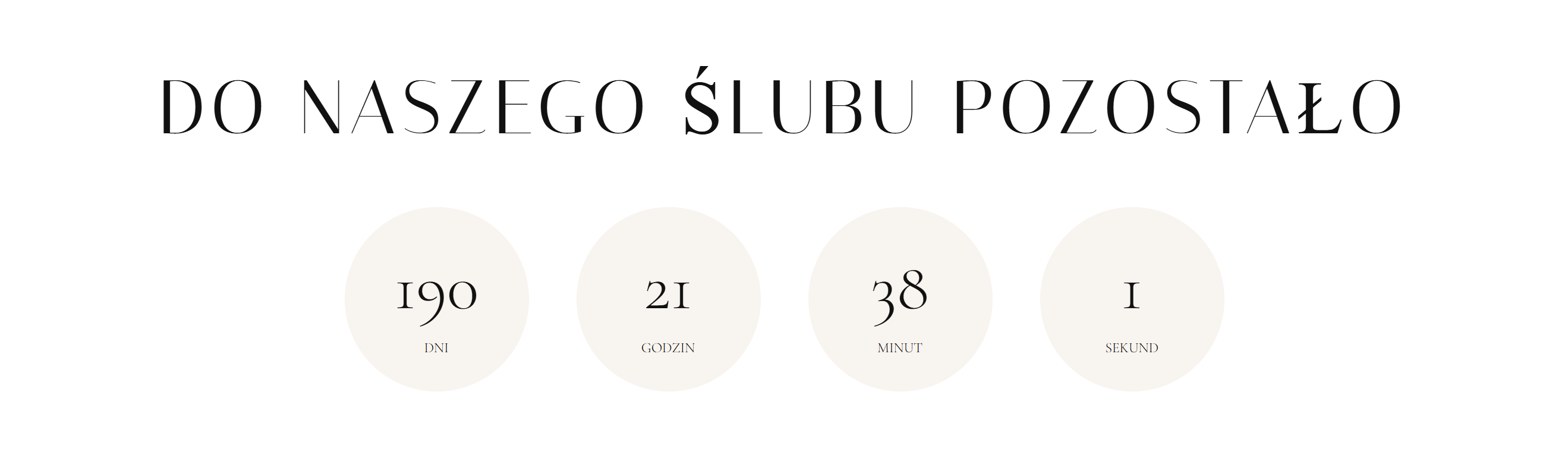 Odliczanie dni, godzin, minut i sekund. każdy element w beżowym kole